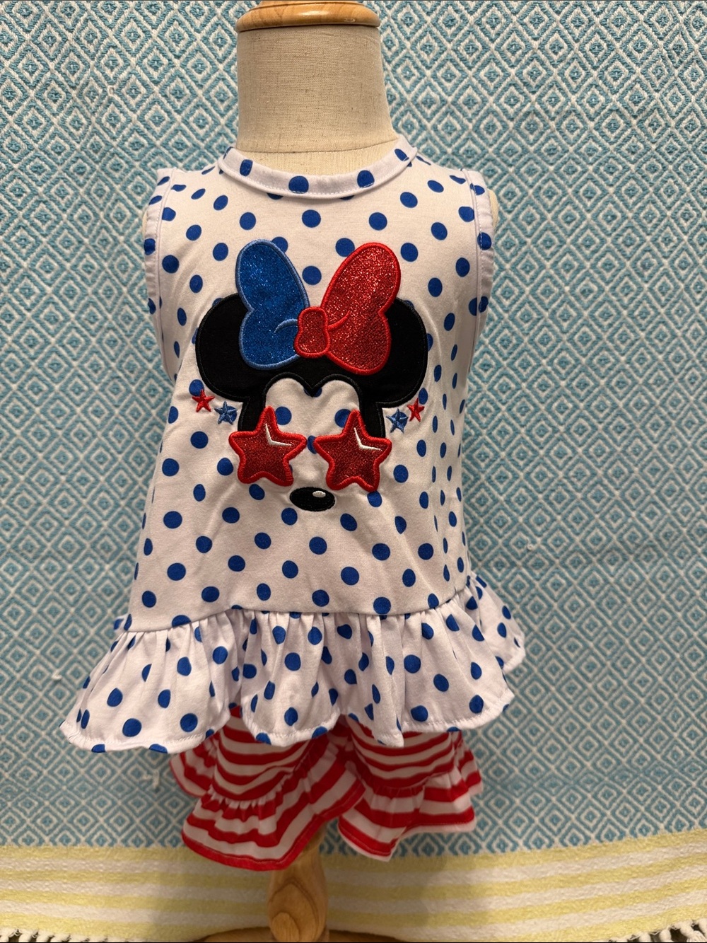 Angeline Kids Blue Polka Dot Tank Top - 2T-3T